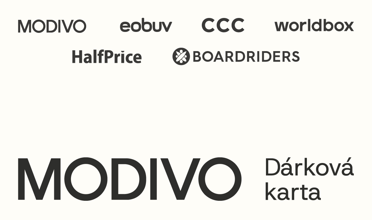 Dárková karta Modivo platí v obchodech Modivo, CCC, Halfprice, eobuv, Worlbox a Boardriders.